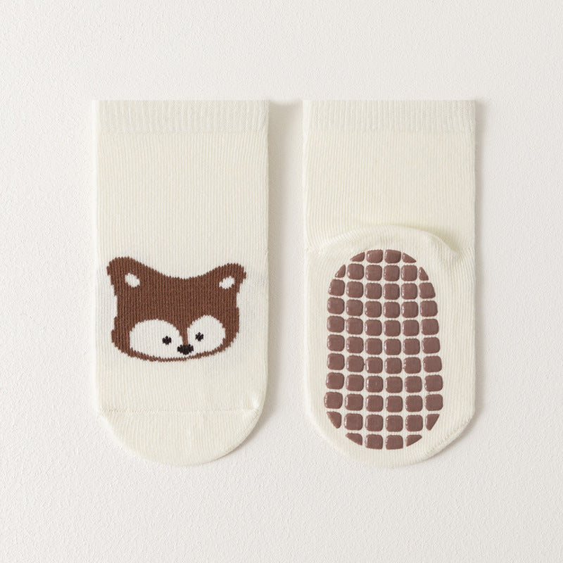 Baby Non-slip Room Cotton Socks Product information: Thickness: medium Pattern: Cartoon Color: beige Sanlu, Brick Red Bear, warm brown puppy, dark gray bear, warm brown horizontal zebra, Green Fox, dark beige cat, khaki chick, gray bear, cinnamon puppy, b