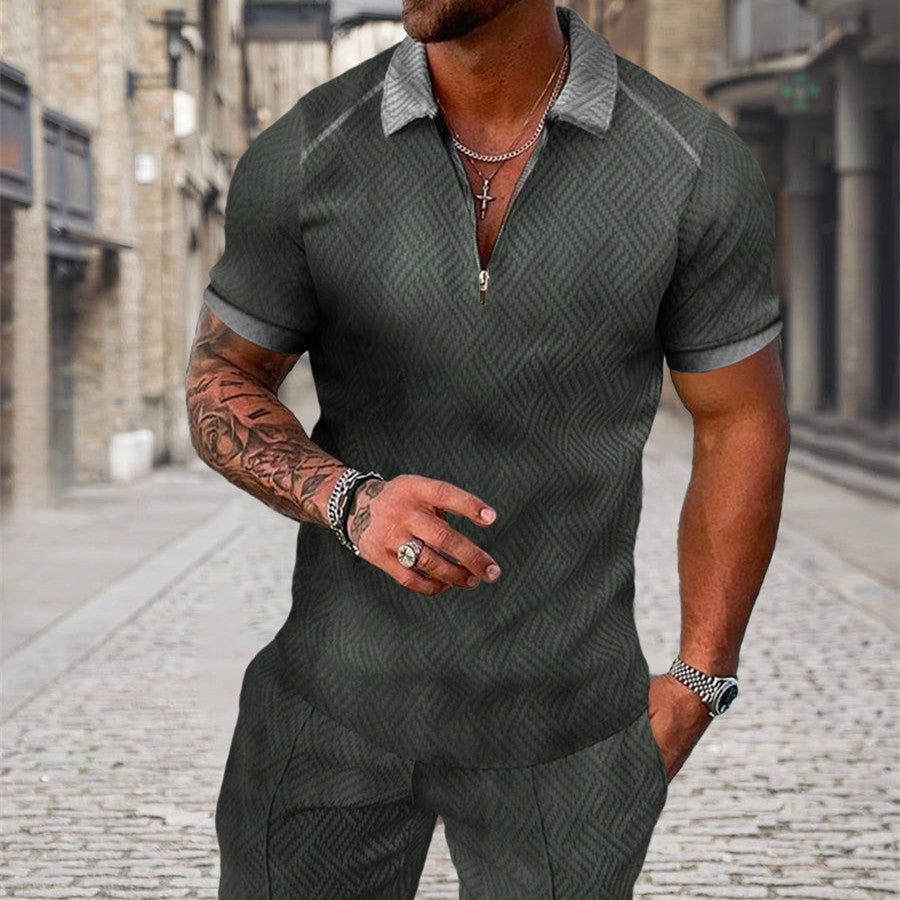 Men's Summer Fashion 3D Printed Short Sleeve Geometric Zip Lapel Shirt Set Product information: Material:Polyester Fiber (Polyester) Style:hip hop Features:printing Colour: grey Size Information: Size: S/M/L/XL/XXL/3XL/4XL/5XL Note: 1. Asian sizes are 1 t