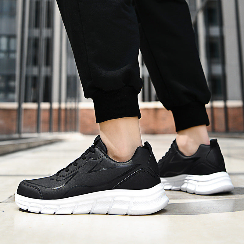 New Sports Men's Shoes Single Shoes Product information: Opening depth: high mouth (above 11CM) Applicable gender: male pattern: plain Upper material: synthetic leather Toe shape: round toe Heel height: low heel (1-3CM) Sole material: TPR Wearing style: f