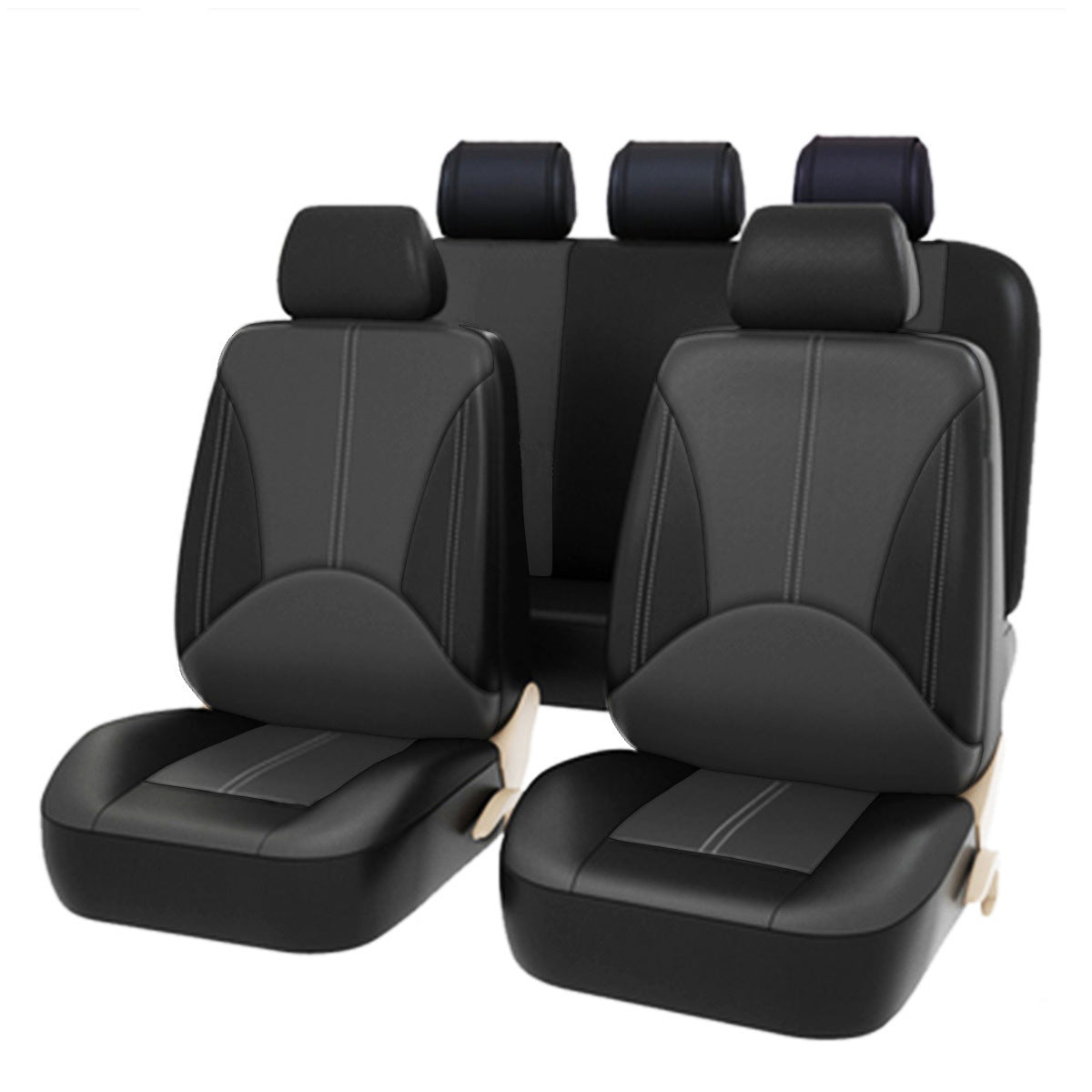 Leather Perforated Leather Car Seat Cover Product information: Function: Decoration Material: PVC leather Packing: sponge Applicable season: Four Seasons Universal Style: business Packing list: Front seat cover x 2 Rear seat cover x 1 Rear seat cover x 1