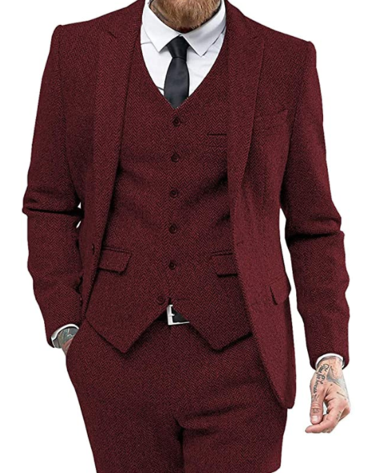 Men's suit three-piece suit suit Placket: two buckles in a single row Fabric name: polyester fiber Main fabric composition: viscose The content of the main fabric composition: 60.2 (%) Collar type: flat collar Placket: two buckles in a single row Fabric n