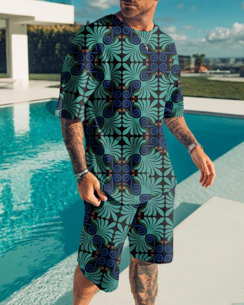 Men's T-Shirt Set With 3D Stripes Digital Printing Product Details: Pants length: shorts Top style: T-shirt Shirt sleeve length: short sleeve Main fabric composition: polyester fiber (polyester) The content of main fabric components: 80 (%) Color as shown