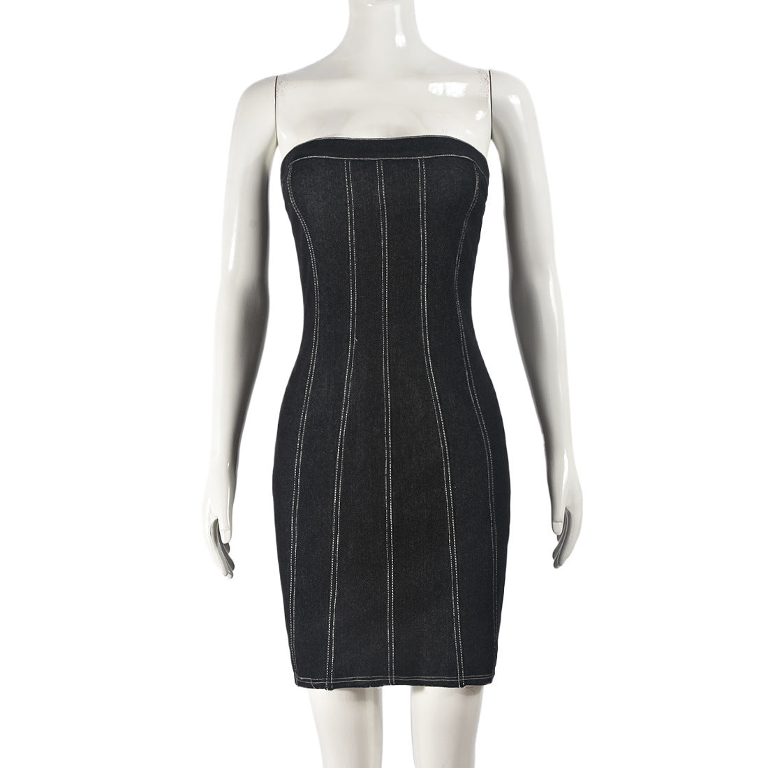 Fashion Backless Tube Denim Dress Summer Sexy Slim Short Dresses For Women Clothing Product information: Material:Denim Size Information: Packing list: Dress*1 Product Image: Fashion Backless Tube Denim Dress Summer Sexy Slim Short Dresses For Women Cloth