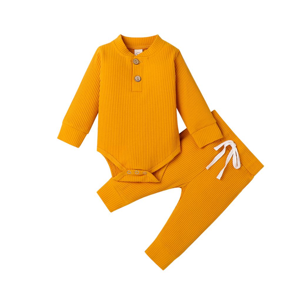 Pit Stripe Solid Color Set Product information: * Sleeve: Long Sleeve * Feature: Lightweight,Fashion SpecificationFabric: Cotton Package include: 1*Bodysuit+1*pants Size Information: Size(cm) Precautions: 1. Asian Sizes Are 1 To 2 Sizes Smaller Than Europ