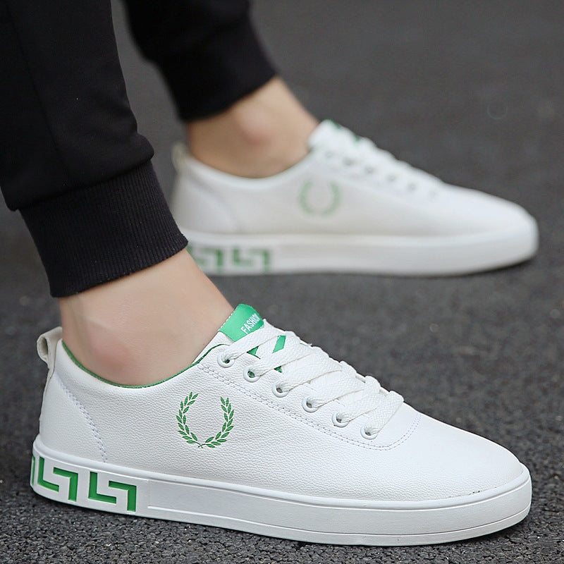 Men's All Match Casual Sneakers Trendy Product Details: Upper material: PU Applicable gender: male Popular elements: car suture Pattern: plain Color: white and black, white and green, all white, black, 8 black, 8 red, 8 white, 1633 white Sole Material: Ru