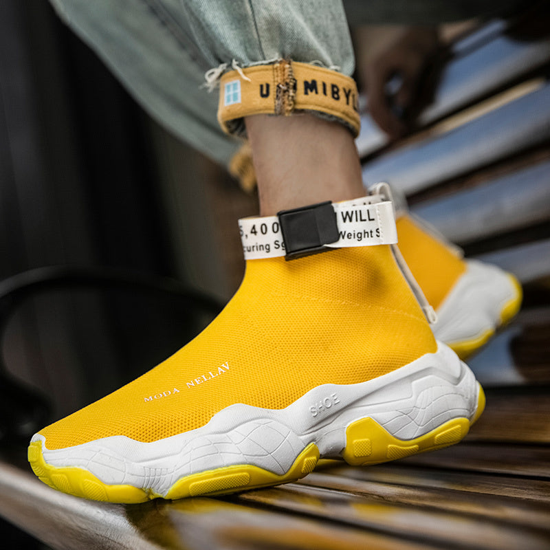 Socks Shoes Sports Shoes Casual Running High Top Shoes Men Material information: With the bottom style: thick bottom Sole Material: Rubber Inside material of the upper: cloth Shoe making process: Adhesive shoes Upper material: fabric Insole material: clot
