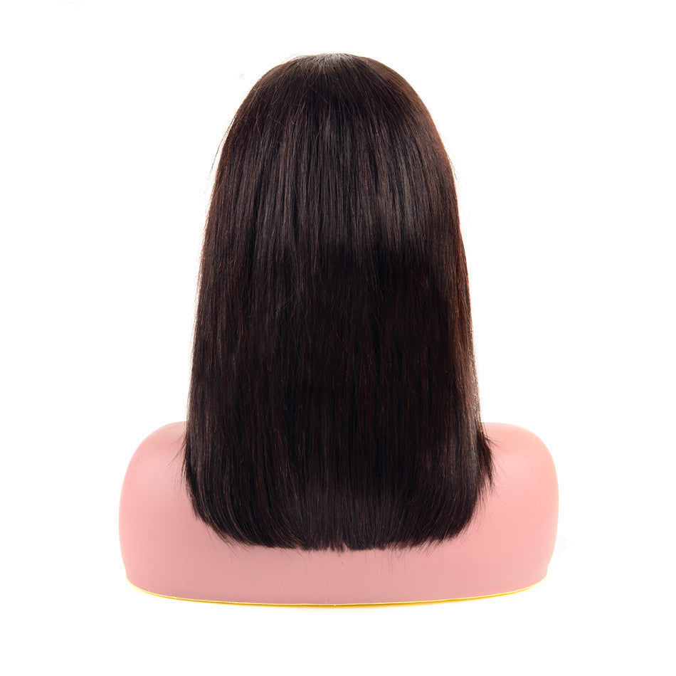 Straight human hair wigs13 * 4 Brazilian Hair Natural style Model Straight Wigs with former lace Applicable group lady Treatment process half hand weaving half mechanism Wig length medium long hair Hair silk made of human hair Apply to any skin color Suit
