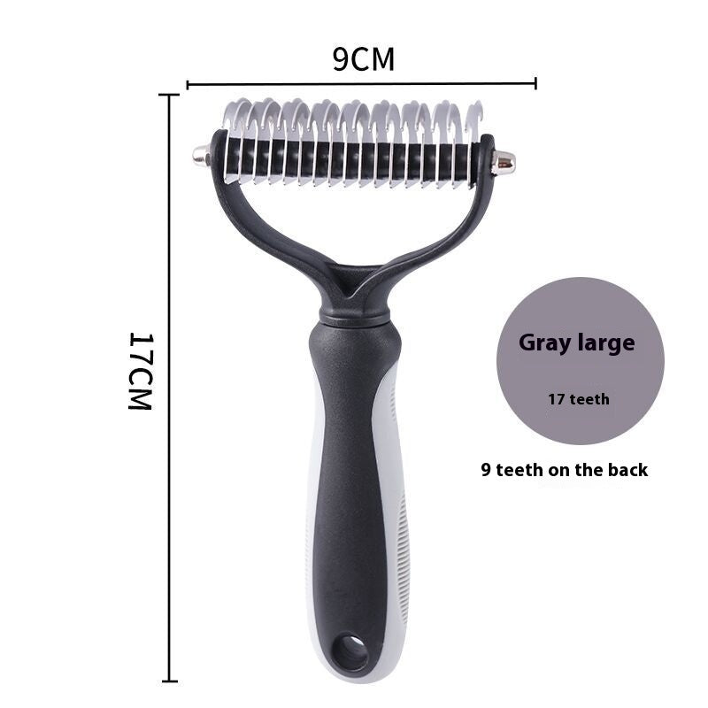Double-sided Stainless Steel Pet Hair Unknotting Comb Product information: Specifications: Pink small size, pink large-sized, blue Small size small size, blue plus size, new style pink small size, new style pink pink large-sized, new blue color blue Small
