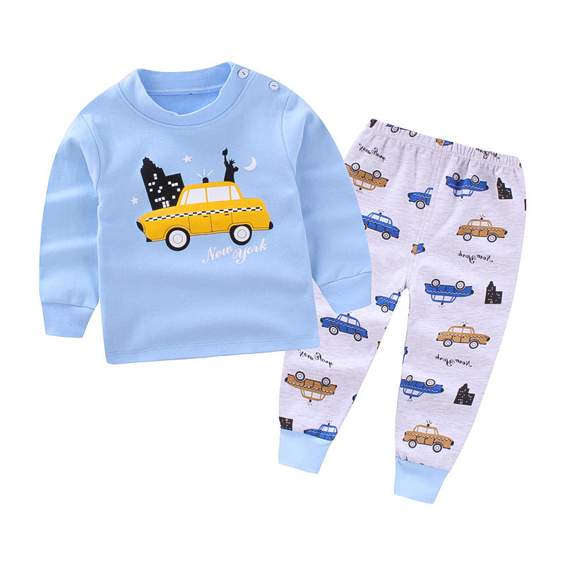 Baby clothes for boys and girls Product Name: Children's underwear set Product ingredients: pure cotton Product size: 73-120 Adaptation season: Four Seasons Applicable: 1-5 years old Product features: soft and skin friendly Manual measurement, size error