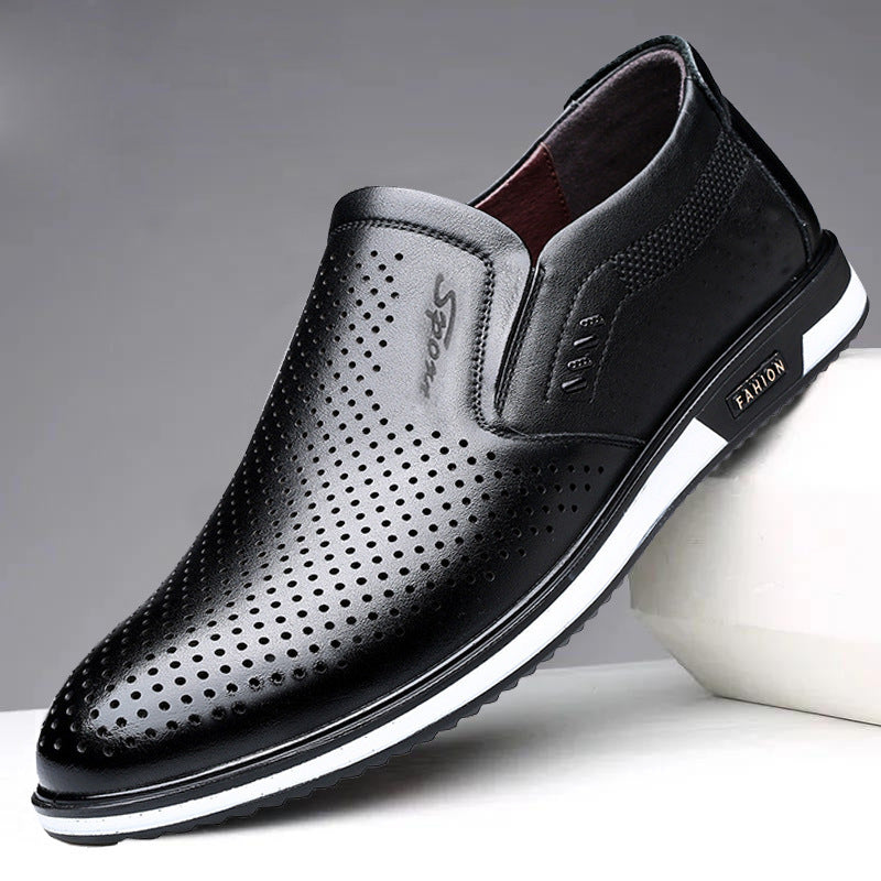Men's British White Slip-on Leather Shoes Product information: Lining material: Mesh Color: white, black, white net, black net Heel height: low heel (1-3CM) Size: 39, 40, 41, 42, 43, 44, 45, 46, 47 Cutting depth: shallow mouth (less than 7cm) Sole materia