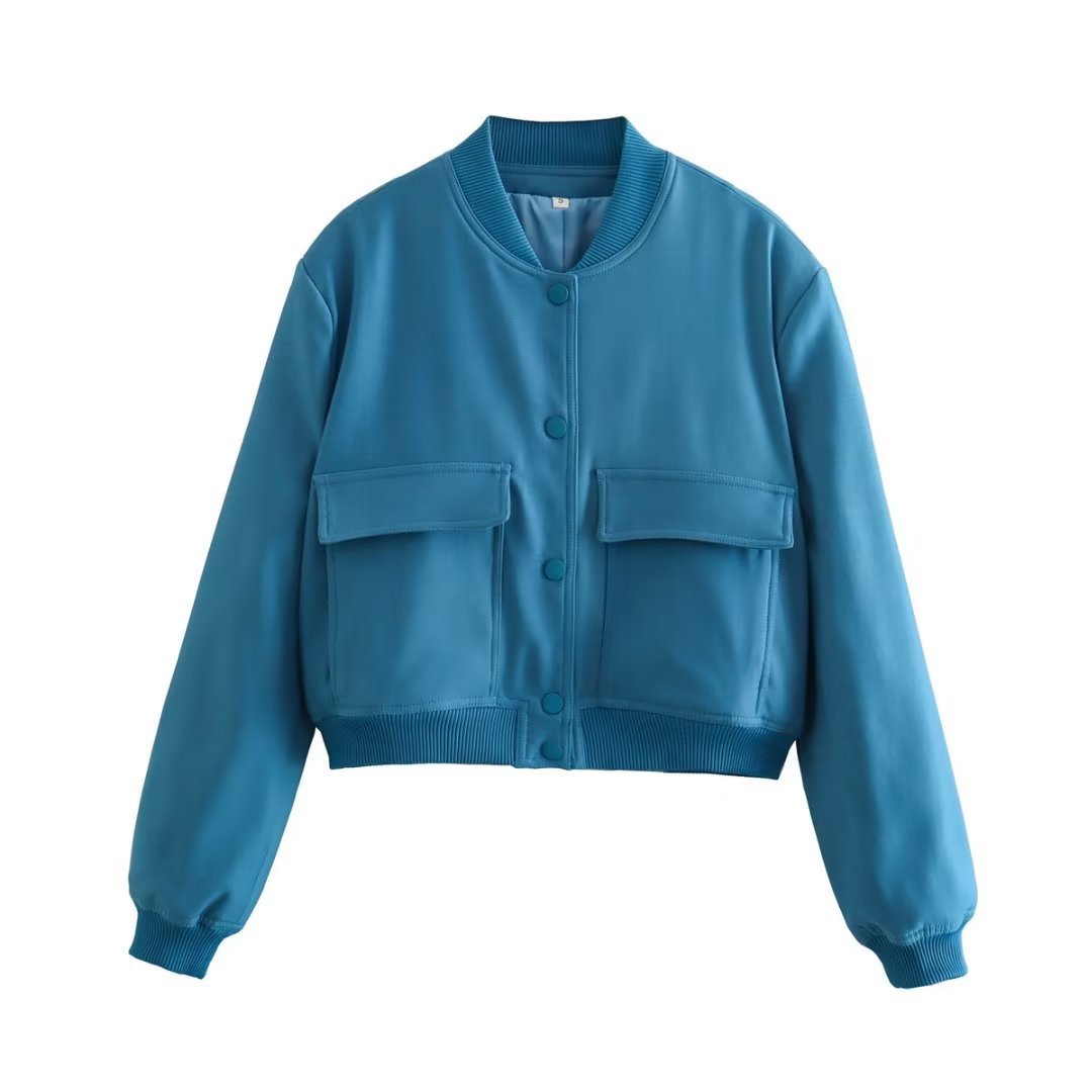Casual Single-breasted Stand Collar Short Jacket With Pockets Fashion Long Sleeve Outwear Tops Coat For Womens Clothing Product information: Fabric name: Polyester Main fabric composition: polyester (polyester fiber) Thickness: Medium Sleeve Type: Regular