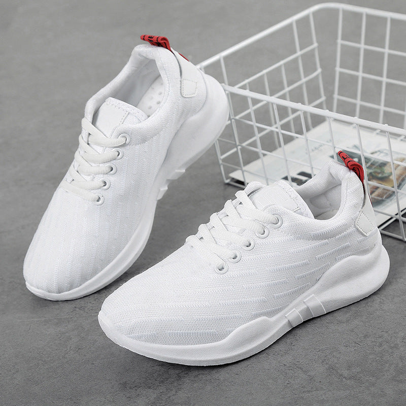 Korean Style Breathable Knitted Sneakers For Women Product information: Product category: Sports casual shoes Applicable gender: Female Upper material: Cotton Popular elements: Car stitching, leather stitching, candy color, sponge cake heel, waterproof pl