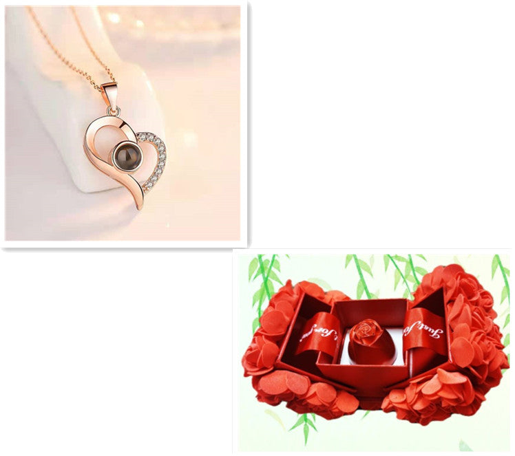 Hot Valentine's Day Gifts Metal Rose Jewelry Gift Box Necklace For Wedding Girlfriend Necklace Gifts Overview: 100% new design and high quality Must-have for fashion women Have a beautiful appearance Specifications: Necklace: Style: ethnic Material: Cryst