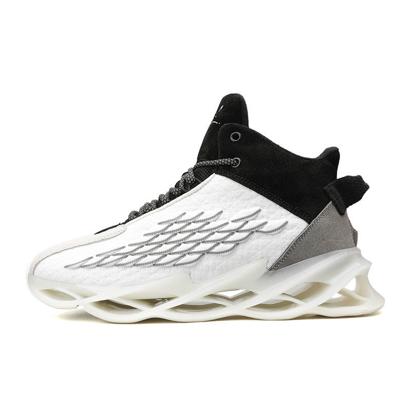 Autumn and winter high-top retro flying woven net shoes Wearing style: front tie Function: Breathable Thickness: Single Inside material: mesh Suitable venue: floor, field, plastic Applicable age: adult Applicable gender: male pattern: plain Outsole materi