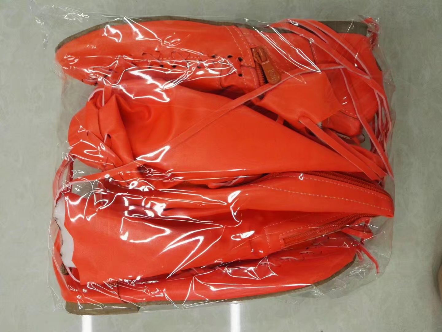 New Autumn And Winter Flat Boots Over The Knee Women's High Boots Product information: Pattern: solid color Color: black, purple, pink, brown, orange Heel height: mid heel (3-5CM) Length of socks: high cylinder Heel shape: Wedge Size: 34,35,36,37,38,39 So