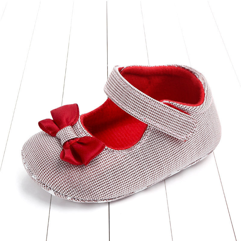 Princess shoes bow baby shoes Product category: Toddler shoes Applicable gender: neutral/male and female Upper material: cotton Tube height: low tube Is there a light: no Is there a sound: no Upper height: low Wearing style: Velcro Function: breathable, w