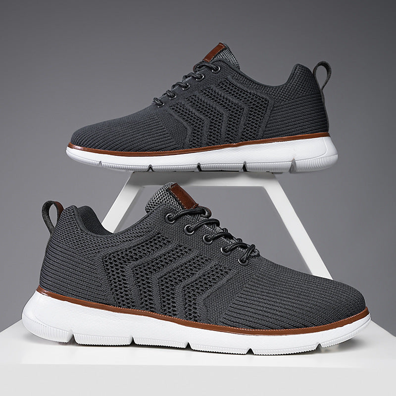 Fashion Lace-up Mesh Sneakers Casual Flying Woven Walking Sports Shoes For Men Overview: Unique design, stylish and beautiful. Good material, comfortable wear. A variety of colors, any choice. Product information: Pattern: solid color Color: black, black