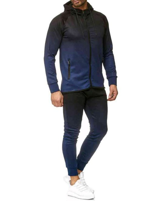 Men's suit sports style gradient style: Casual Thickness: General Length: trousers Top style: coat Jacket Sleeve Length: Long Sleeve Whether Hooded: Hooded Suitable season: Four seasons Fabric name: Cotton Applicable scene: leisure 1. Asian sizes are 1 to