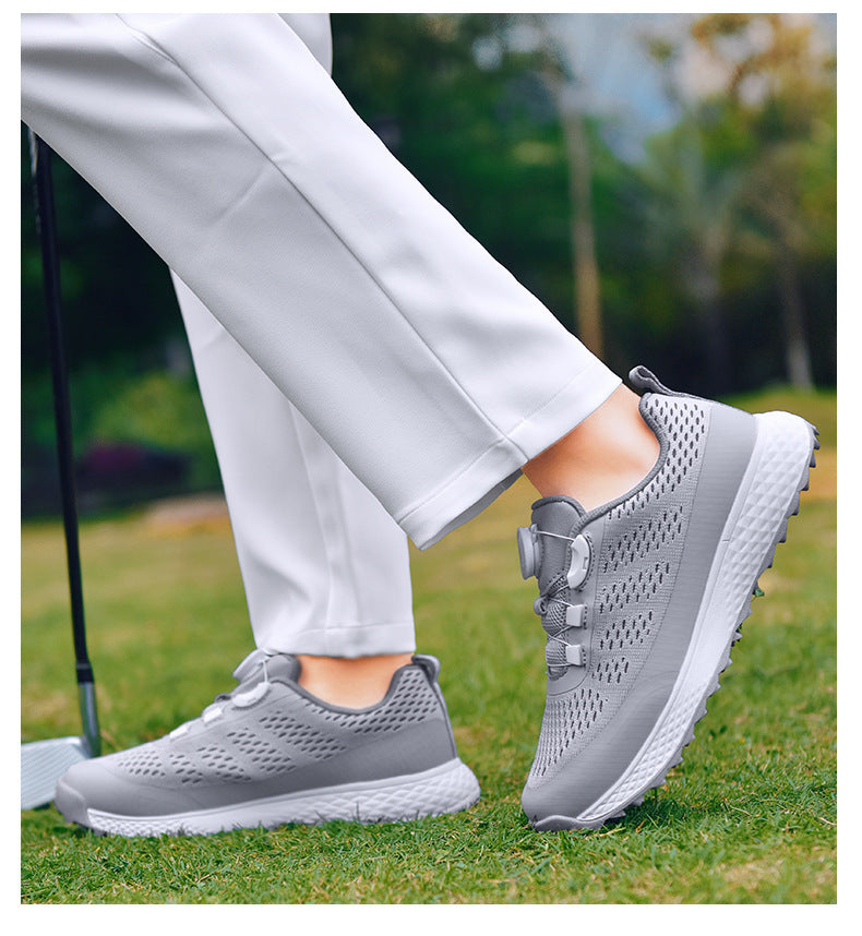 Golf Shoe Outdoor Leisure Sneaker Buckle Product information: Suitable site: artificial grassland Pattern: solid color Linning material: imitation leather Applicable sports: Golf Color: X18 silver, X18 dark gray Upper height: low top Processing Method: co