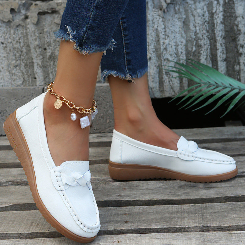 Women Flats Shoes Weave Design Soft Spring Summer Shoes Product Information: Popular element: Stitching Toe shape: round toe Upper material :PU Style: Casual Applicable gender: Female Heel height: Low heel (1-3CM) Pattern: Solid color Suitable season: Spr
