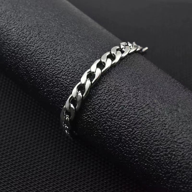 Fashion Personality Cuban Chain Bracelet Men Product Information: Material: titanium steel Treatment process: electroplating Style: Unisex Color: Cuban bracelet -- circumference 21cm wide 3mm, Cuban bracelet -- circumference 21cm wide 5mm, Cuban bracelet