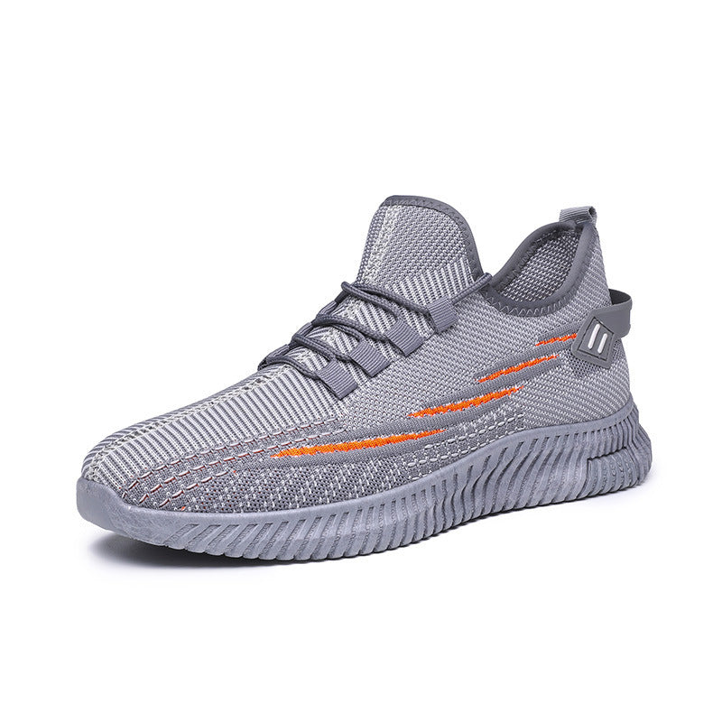 Men's Shoes Autumn Flying Woven Sports Shoes Men's Cloth Shoes Korean Fashion Soft Bottom Breathable Running Leisure Trendy Shoes Product information: Pattern: solid color Applicable sports: Universal Color: Black Red, Black gray, gray Upper height: low t