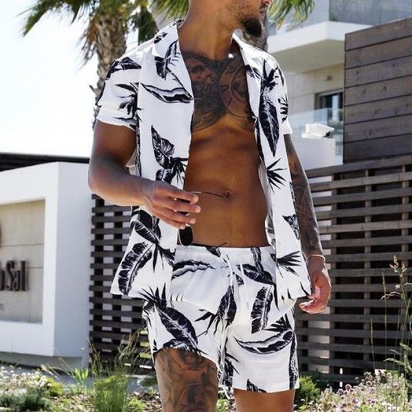 Loose Shirt Casual Men's Shorts Short Sleeve Suit Product information: Material:Polyester Fiber (Polyester) Style:Hong Kong style Features:printing Colour:white Size Information: Size:S/M/L/XL/XXL/3XL Note: 1. Asian sizes are 1 to 2 sizes smaller than Eur