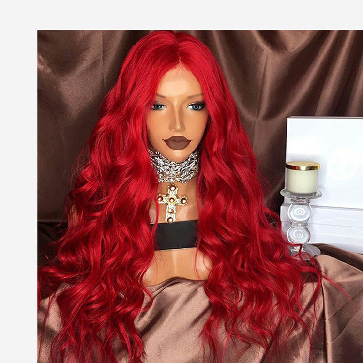 Red Wig Female Long Curly Material: chemical fiber matte high temperature wire Product technology: half hand-woven Red Wig Female Long Curly Material: chemical fiber matte high temperature wire Product technology: half hand-woven 0