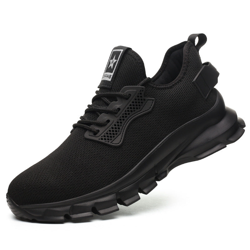 Camouflage Flying Woven Labor Protection Shoes With Steel Toe Caps Product information: Type: protection Sole material: Eva sole Shoe Upper material: Flyknit Packing list: Shoes*1pair Product Image: Camouflage Flying Woven Labor Protection Shoes With Stee
