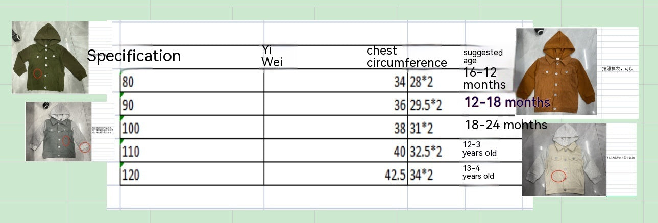 Boys' Corduroy Long-sleeved Double-Pocket Jacket Product information: Pattern: solid color Color: apricot, orange, dark gray Applicable height: 80cm,90cm,100cm,110cm,120cm Thickness: ordinary Fabric name: corduroy Closed style: single-breasted Main fabric
