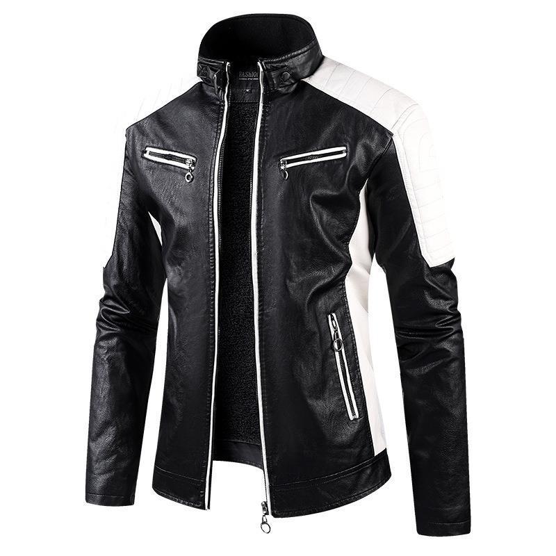 European Size Autumn And Winter Leisure Leather Men's Coat Fleece-lined Product information: Pocket Style: zipper and pocket Color: yellow with wool lining-European code, red with velvet lining-European code, Brown with velvet-European code, dark blue woo