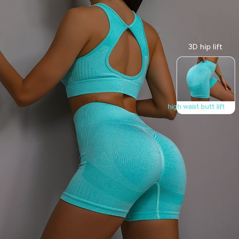 2pcs Sports Fitness Yoga Suit Breathable Hip-lifting Shorts And Hollow Out Back Bra Womens Clothing Product information: Material:nylon + spandex Style:Fashion Simple Features:Solid color Color:picture color Size Information: Note: 1. Asian sizes are 1 to