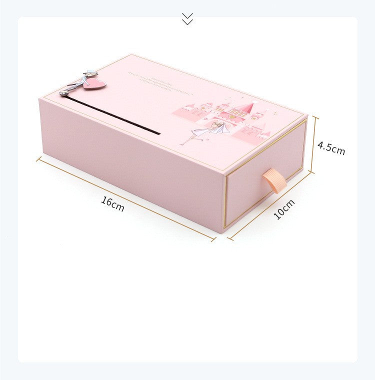 Love Castle Jewellery Box Ring Necklace Box Product information: Type: Jewelry Box Purpose: Jewelry Color: Pink Size: 16*10*4.5cm Material: plastic paper Packing list: 1* Jewellery Box Product Image: Love Castle Jewellery Box Ring Necklace Box Product inf