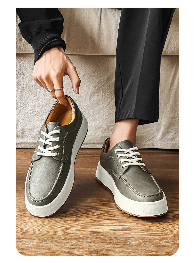 Casual Men's Lace-up Platform Casual Shoes Product information: Pattern: solid color Lining material: imitation leather Color: yellow, khaki Upper height: low top Size: 38, 39, 40, 41, 42, 43, 44 Sole material: rubber Style: Casual Toe holder shape: round