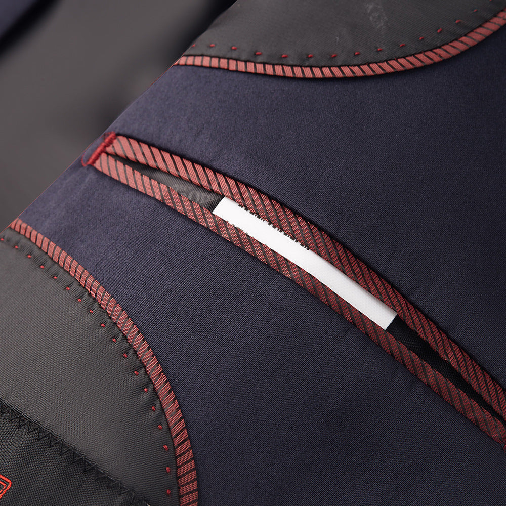 Men's Business Casual Business Host Wedding Suits Product information: Placket: Single row with one button Fabric name: cotton blend Main fabric composition: acetate fiber Applicable scene: wedding Collar type: sapphire collar Slitting method: side slits