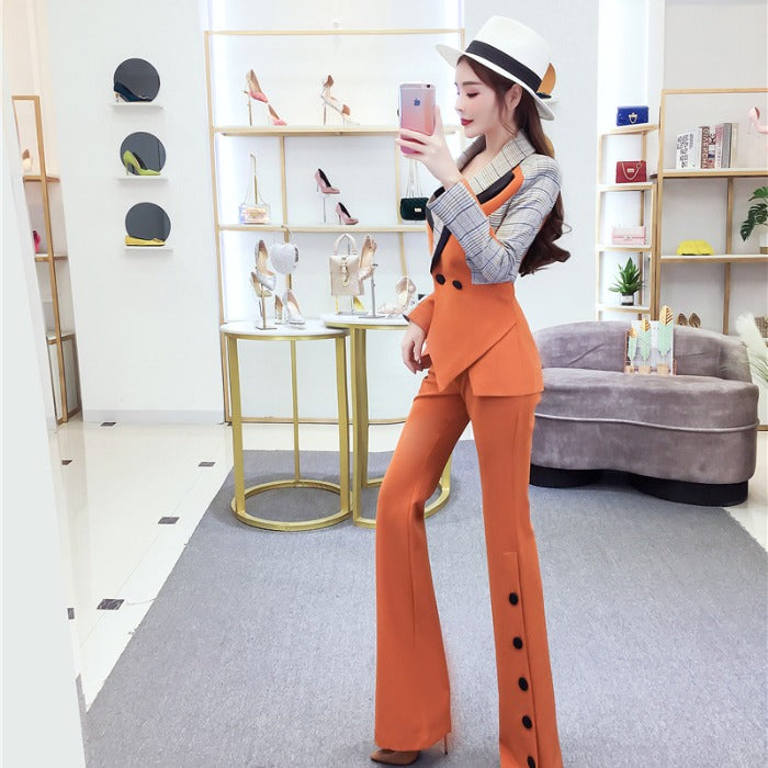 Plaid suit two-piece suit Main fabric composition: polyester fiber 1. Asian sizes are 1 to 2 sizes smaller than European and American people. Choose the larger size if your size between two sizes. Please allow 2-3cm differences due to manual measurement.