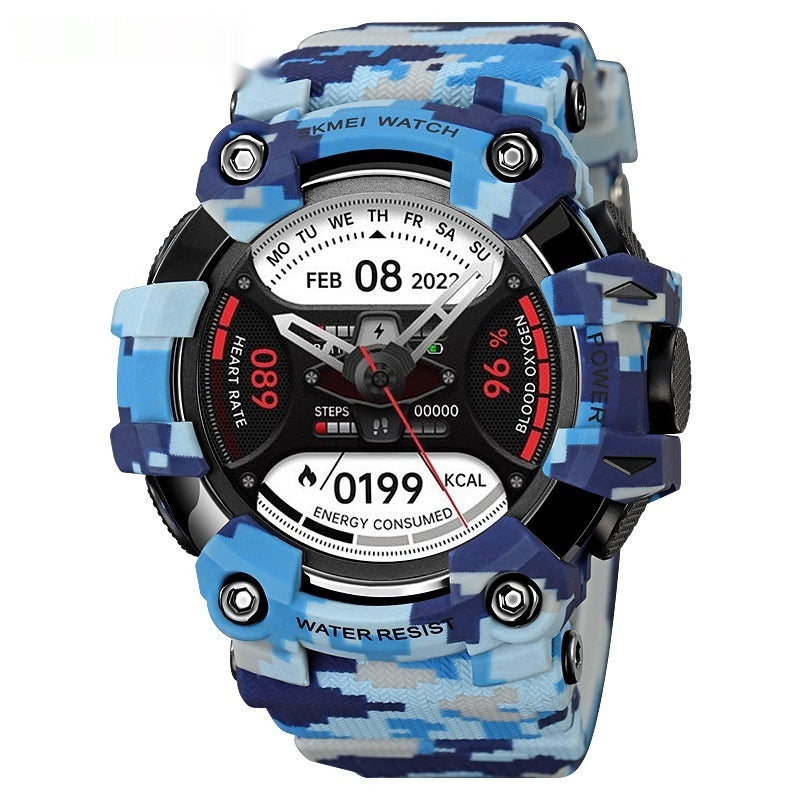 Intelligent Waterproof Student Double Luminous Men's Water-proof Watch Product information: Color: blue, Army Green, black, green camouflage, blue camouflage Applicable people: general Special features: Function: time, date Display type: pointer number Wa