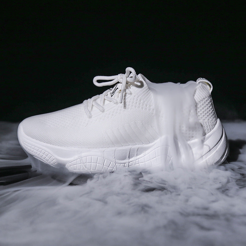 Thick-soled white shoes female flying woven old shoes sports shoes women Upper material: flying woven Sole Material: Rubber Applicable gender: female Upper height : low to help Sole craft: injection shoes Wearing style: front strap Popular elements: candy