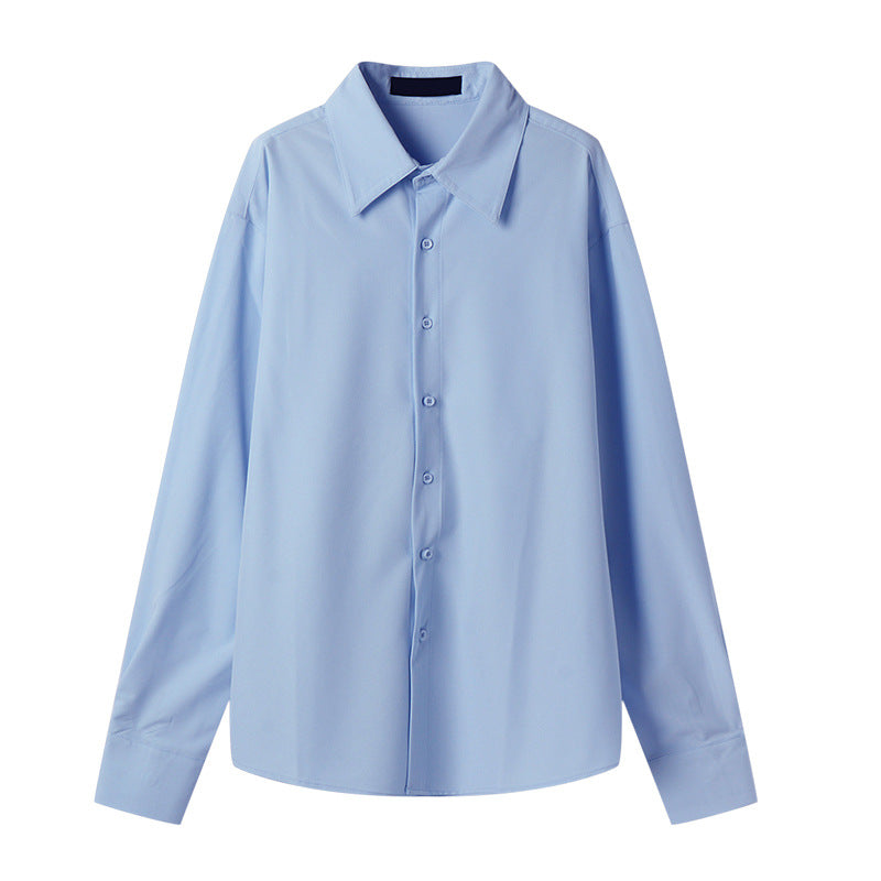 Tricolor pointed collar shirt size length shoulder bust sleeve M 71.5 50 116 62.5 L 73 52 120 64 XL 74.5 54 124 65.5 UNIT:CM 1. Asian sizes are 1 to 2 sizes smaller than European and American people. Choose the larger size if your size between two sizes.