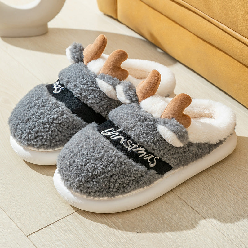 Christmas Shoes Winter Home Slippers Elk Soft Cozy Bedroom Slipper Slip On House Shoes Overview: Unique design, stylish and beautiful. Good material, comfortable feet. A variety of colors, any choice. Specification: Type of slippers: toe slippers Sole mat