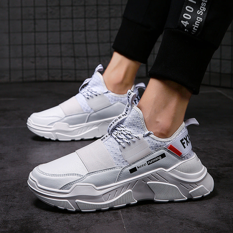 Spring flying woven breathable men's shoes foreign trade trend sports and leisure shoes wild men's running shoes Wearing style: front strap Function: shock absorption, breathable, balanced, lightweight, wear-resistant, wrapped, non-slip, support Thickness