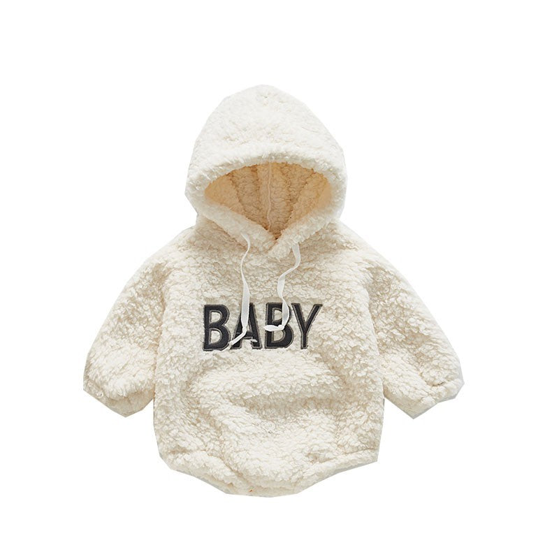 Baby alphabet baby robe hooded romper Sleeve length: long sleeve Whether it is hooded Whether the hair head / miscellaneous thread is trimmed: all trimmed cleanly Fabric Name: Lamb Cashmere Main fabric composition: cotton Main fabric composition content: