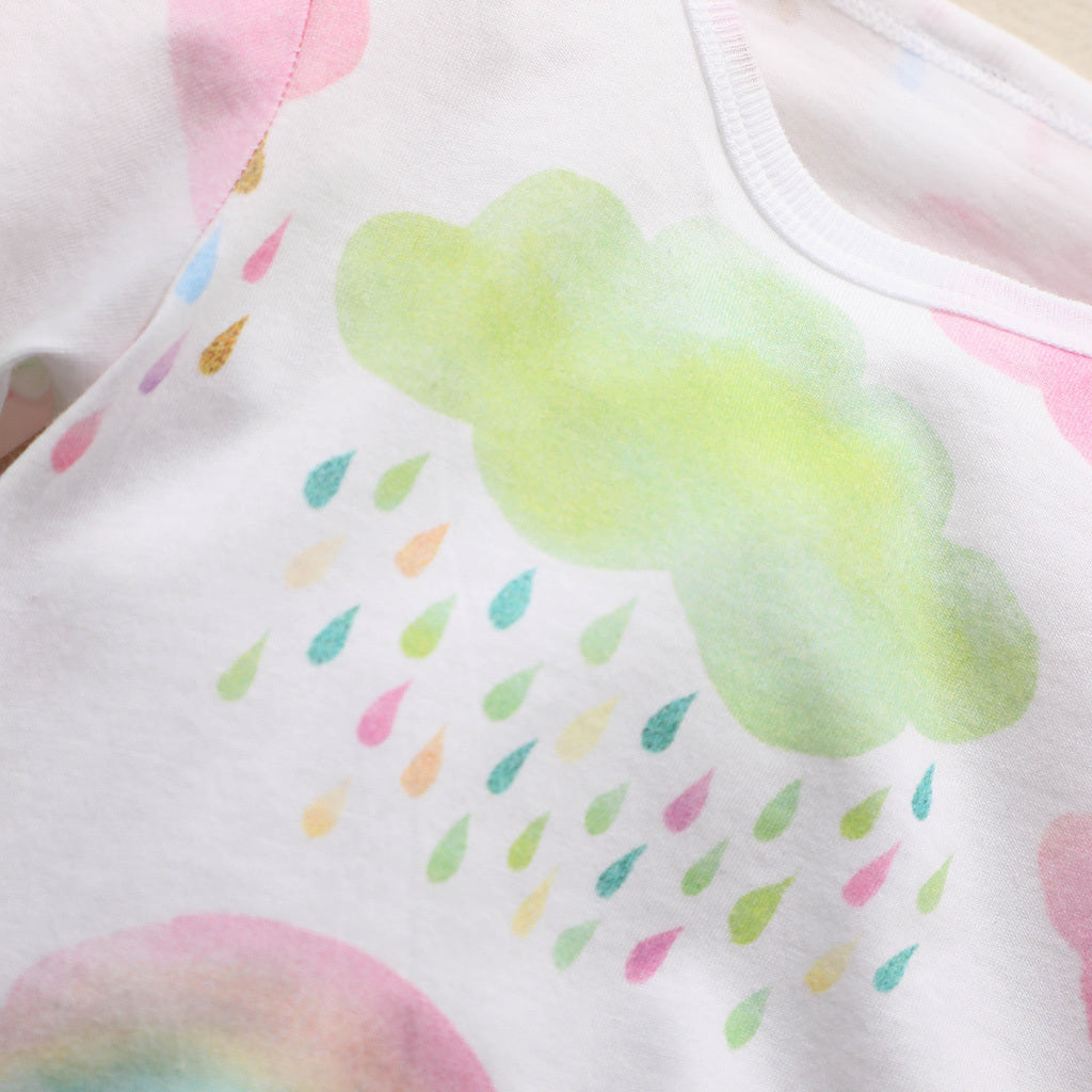 Colorful cloud baby one-piece clothes Main fabric composition: cotton 1. Asian sizes are 1 to 2 sizes smaller than European and American people. Choose the larger size if your size between two sizes. Please allow 2-3cm differences due to manual measuremen