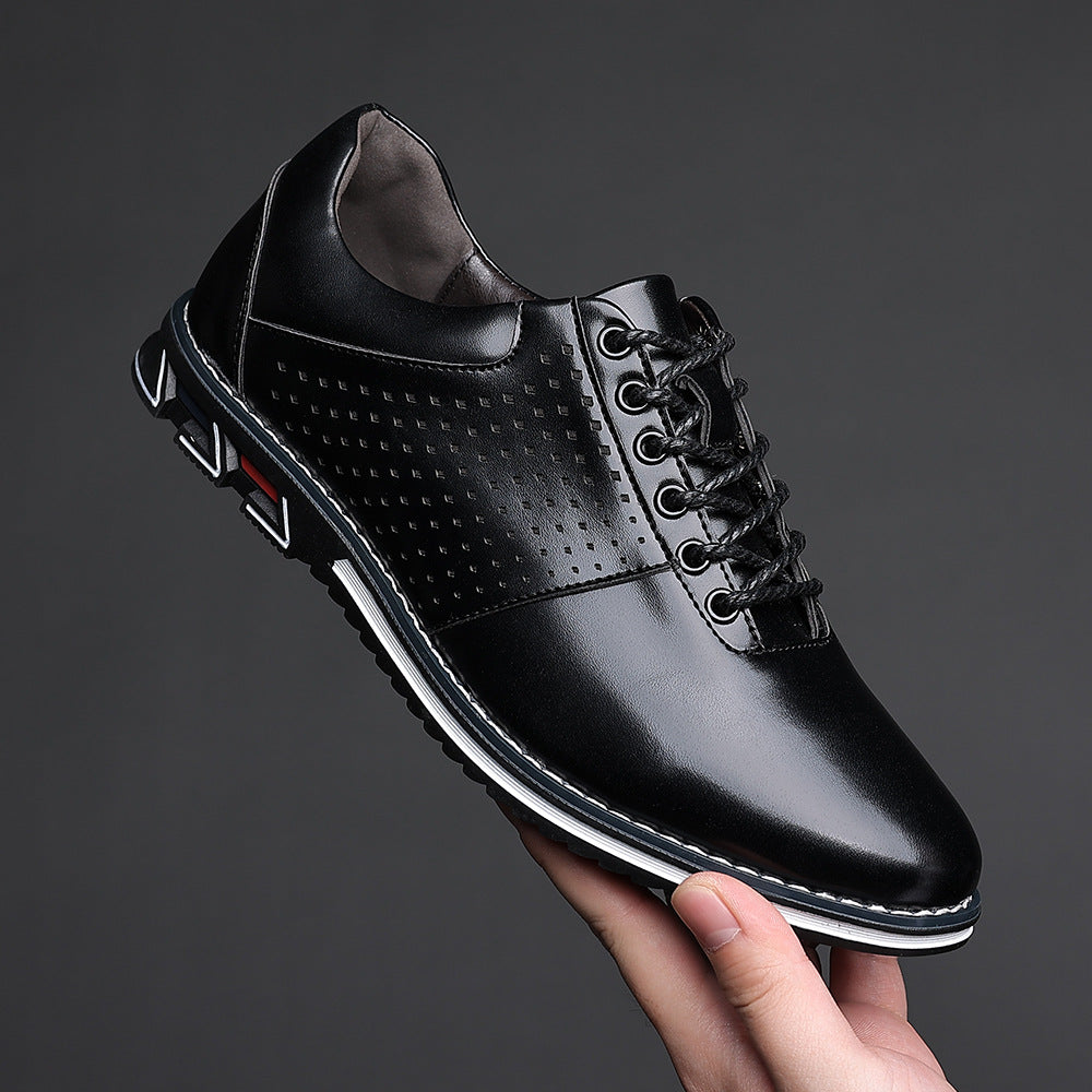 Height Increasing Insole Versatile Men's Autumn New British Style Casual Korean Leather Shoes Product information: Color: black, brown, blue Upper height: low top Size: 39, 40, 41, 42, 43, 44, 45, 46, 47, 48, 49, 50 Sole material: rubber Popular elements: