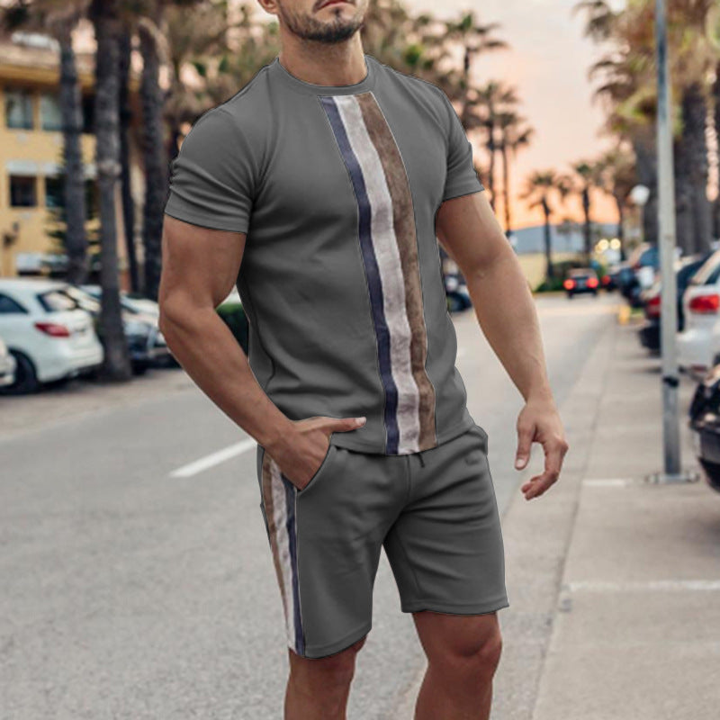 Short Sleeve Casual Suit Two-piece Men Product Information: Thickness: General Pants length: shorts Top style: T-shirt Top sleeve length: short sleeve Whether hooded: not hooded Fabric name: cotton blended Main fabric composition: polyester fiber (polyest
