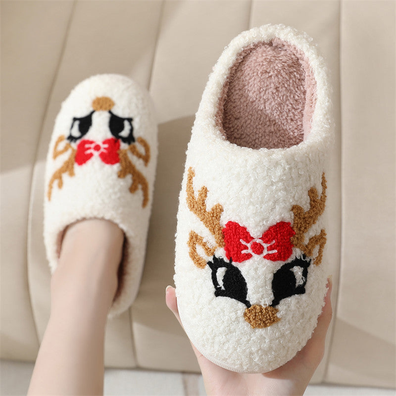 Christmas Deer Slippers Women's Home Indoor Non-slip Product information: Pattern: Cartoon Color: Fox Heel height: 3.5cm Size: 36-37 (suitable for 35-36 feet),38-39 (suitable for 37-38 feet),40-41 (suitable for 39-40 feet),42-43 (suitable for 41-42 feet),