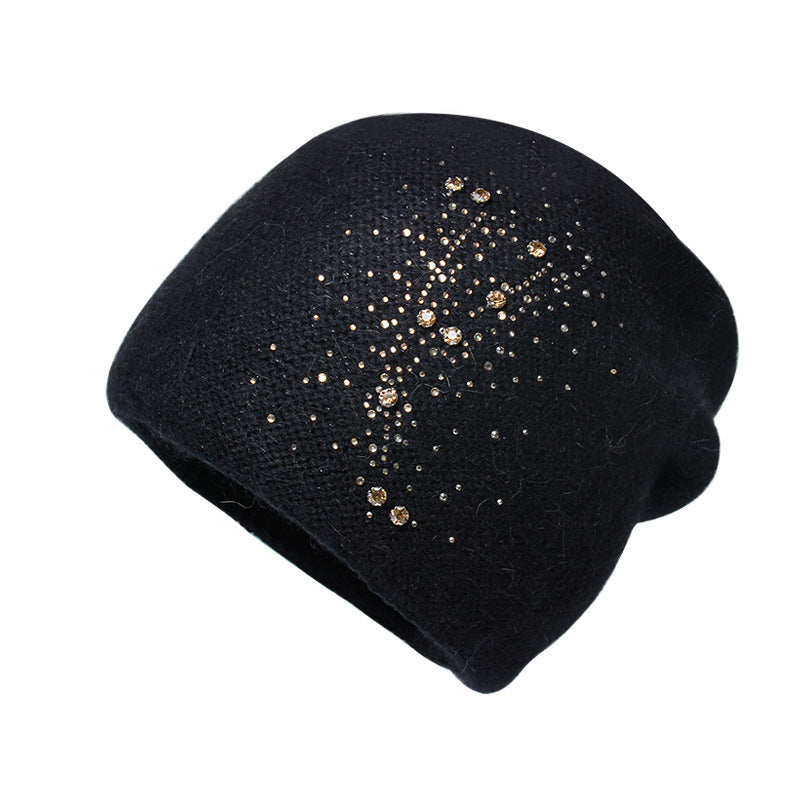 Korean Fashion Cold Knitted Earflaps Cap Mother Pullover Beanie Hat Product information: Processing Technology: knitting Fabric name: rabbit fur Color: wine red, leather red, khaki, pink, light purple, gray, beige, black Crown style: Dome Main fabric comp