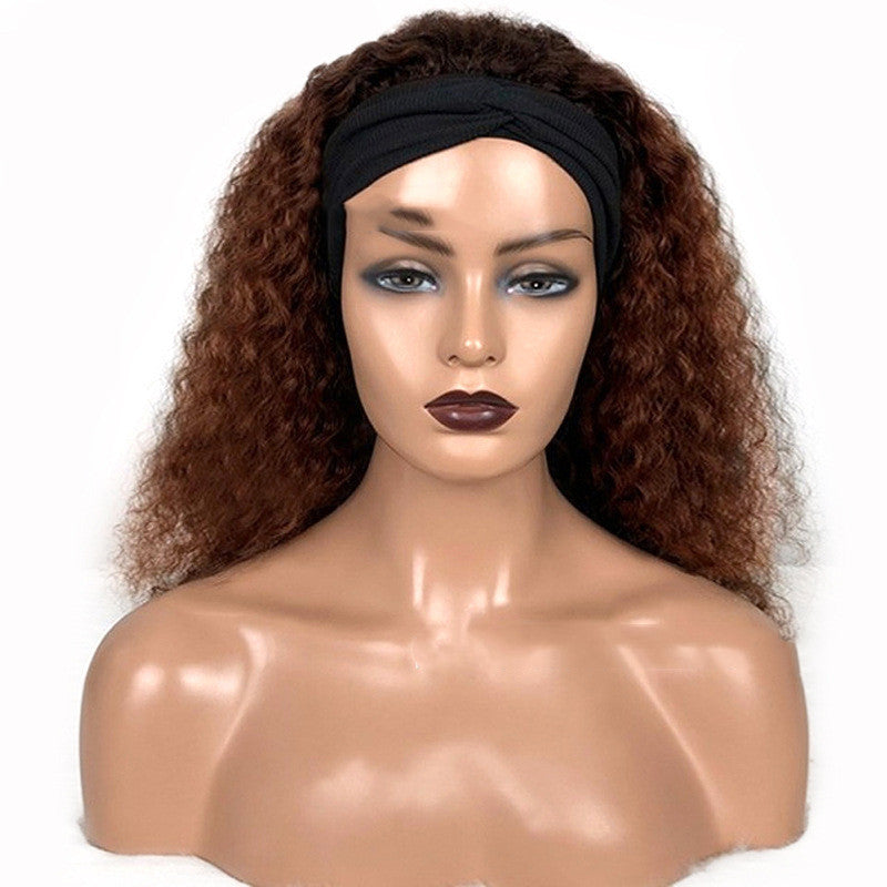 Human Hair Jerry Curly Headband Wigs Product information: Material: Human hair Style: simple and natural Features: Semi-woven Colour: Picture color Packing list: Wig*1 Product Image: Human Hair Jerry Curly Headband Wigs Product information: Material: Huma