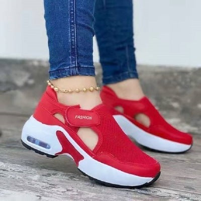 Large Size Thick-soled Old Shoes Wedge Heel Velcro Casual Single Shoes Breathable Flying Woven Sneakers Women Product information: Product category: Sports casual shoes Style: sports Suitable season: summer, spring, autumn Applicable gender: female Upper