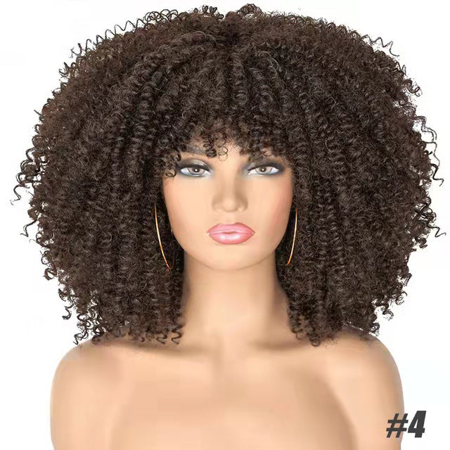 African Small Curly Hair Afro Wig Headgear Product information: No hot dyeing: hair material High temperature silk: suitable for skin tone Any skin tone: suitable for face Any face shape: bangs type Color classification: 1B/30, 33/27, 4P/30, 1B/39A, 1B, 1